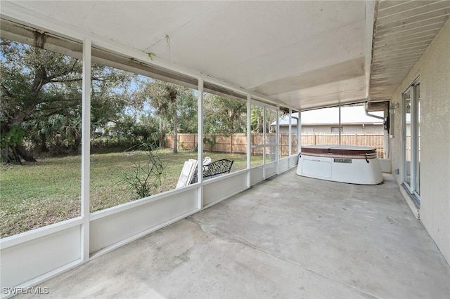 view of unfurnished sunroom