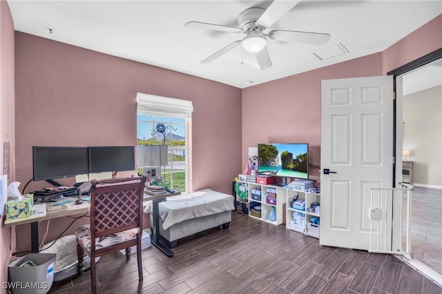 home office with ceiling fan