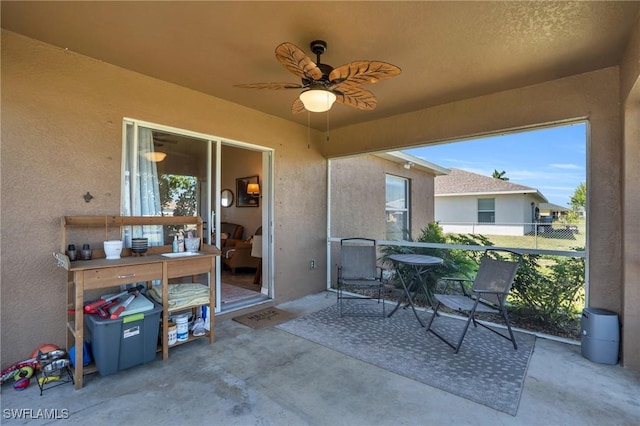 view of patio with ceiling fan