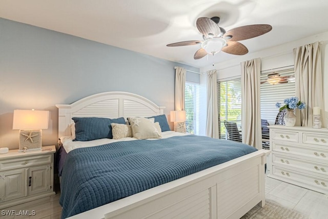 bedroom featuring a ceiling fan