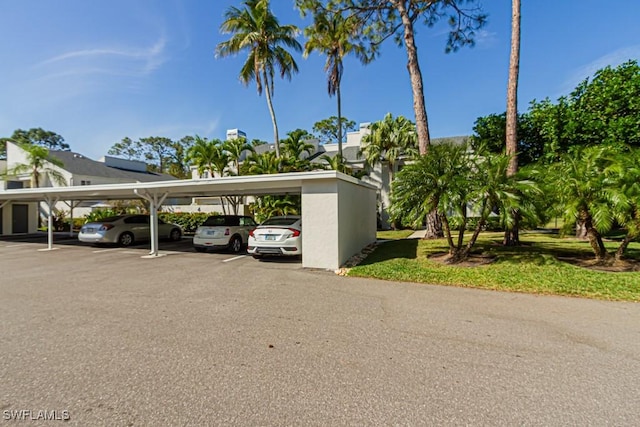 view of covered parking lot