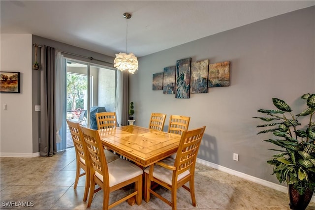 view of tiled dining space