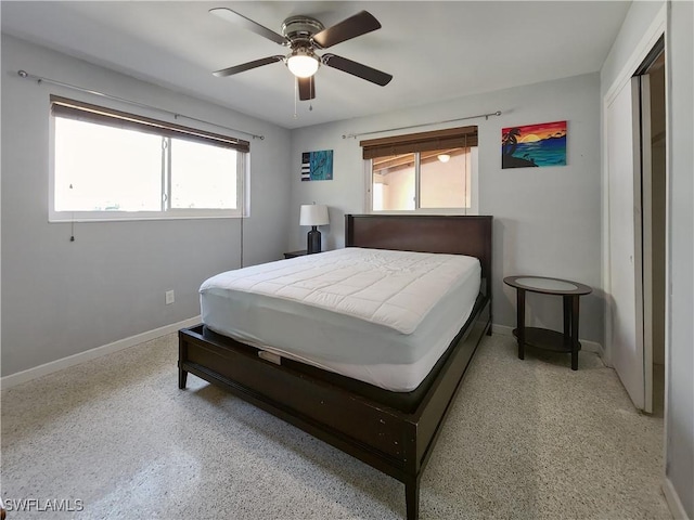 bedroom featuring ceiling fan