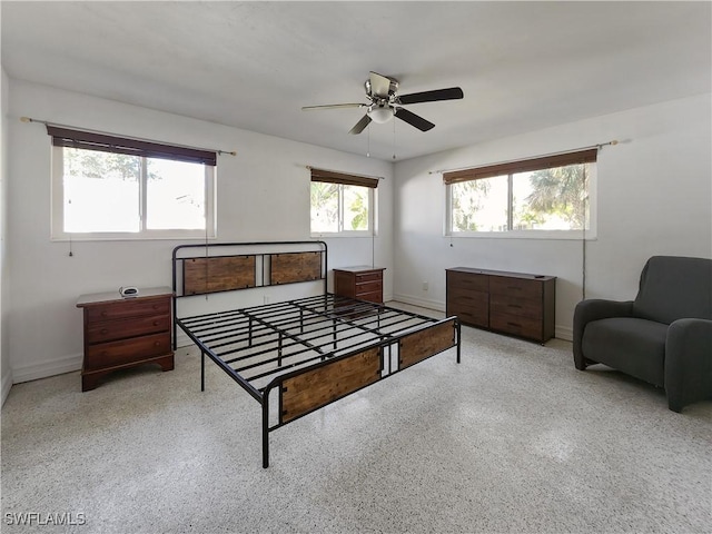 bedroom featuring ceiling fan