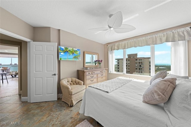 bedroom featuring ceiling fan