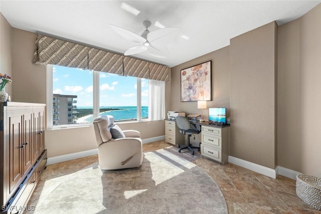 office area featuring ceiling fan