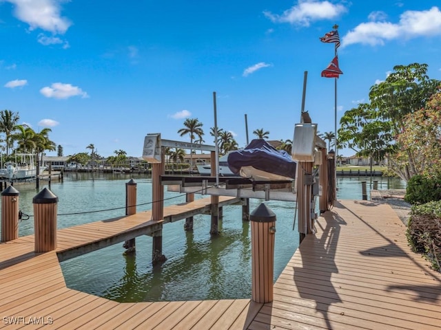 view of dock featuring a water view