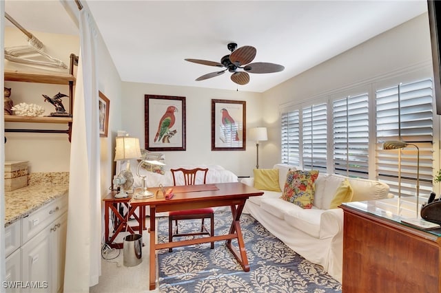 office area featuring ceiling fan