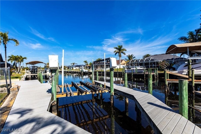 dock area featuring a water view