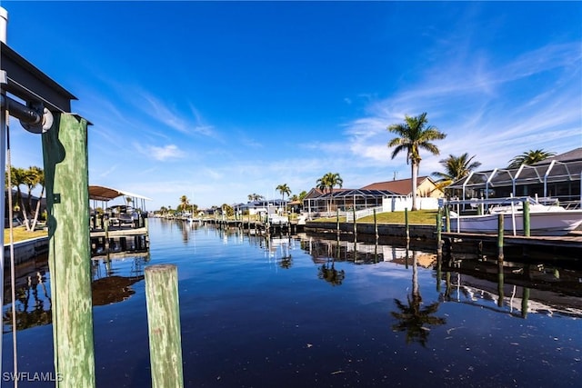 dock area featuring a water view