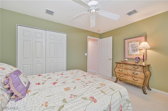 20037 Serene Meadow Ln, Estero, FL 33928 - bedroom with carpet flooring, a closet, and ceiling fan