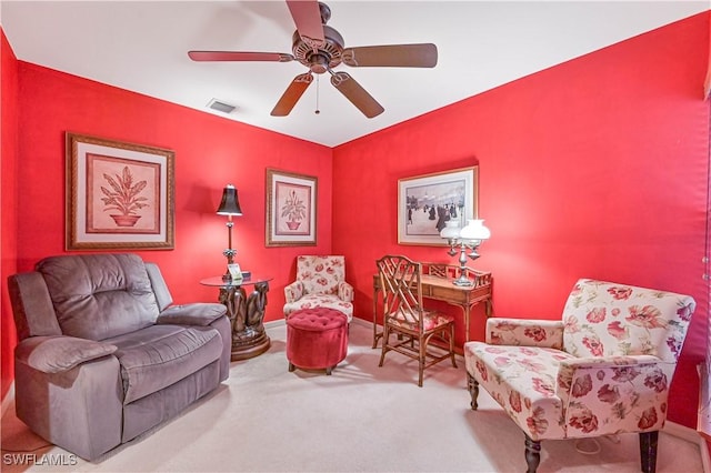 20037 Serene Meadow Ln, Estero, FL 33928 - sitting room featuring ceiling fan and carpet floors