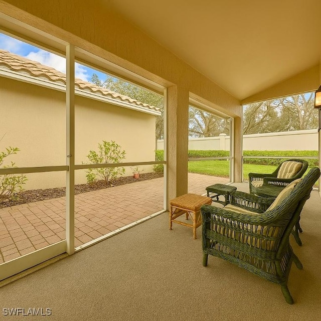 20037 Serene Meadow Ln, Estero, FL 33928 - sunroom featuring vaulted ceiling
