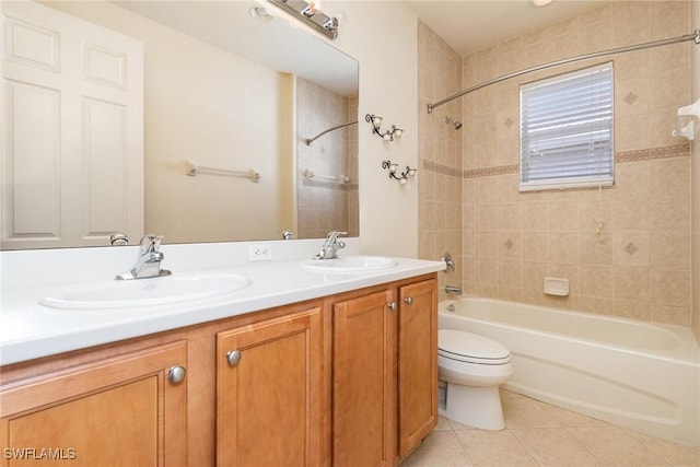 10188 Mimosa Silk Dr, Fort Myers, FL 33913 - full bathroom featuring a sink, tile patterned floors, toilet, and  shower combination