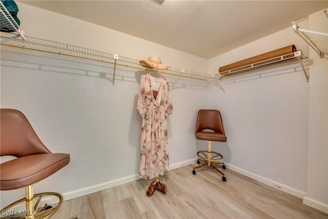 walk in closet featuring wood-type flooring