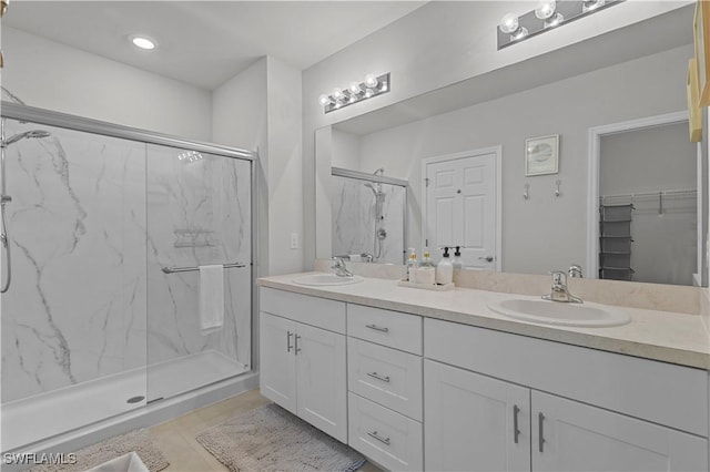 4320 Little Hickory Rd, Bonita Springs, FL 34134 - bathroom with vanity and a shower with shower door