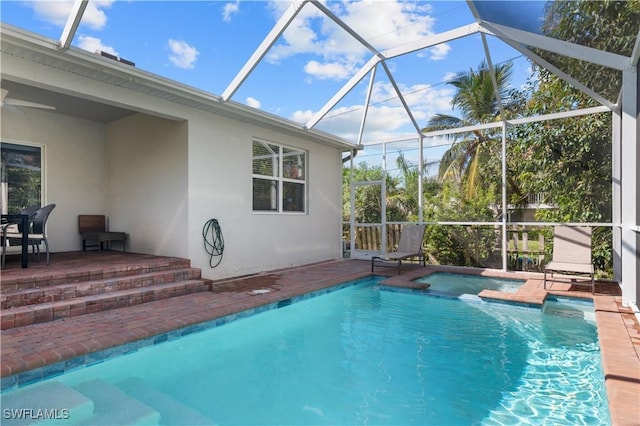 4320 Little Hickory Rd, Bonita Springs, FL 34134 - view of pool featuring an in ground hot tub, glass enclosure, and a patio area