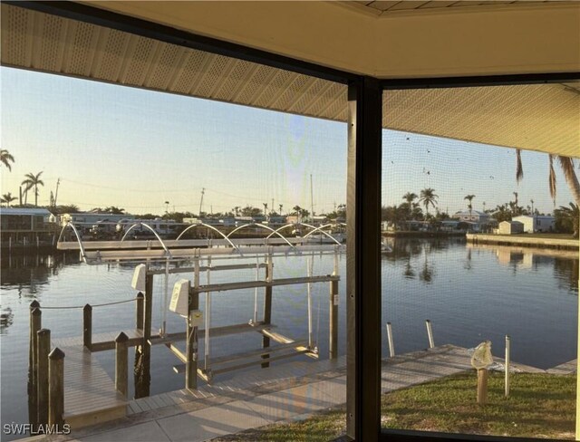 view of dock featuring a water view