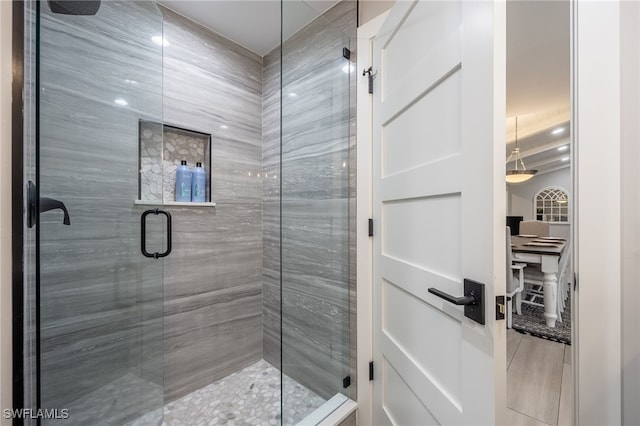 bathroom featuring walk in shower