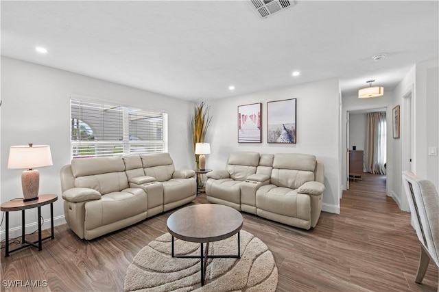 living room featuring hardwood / wood-style floors