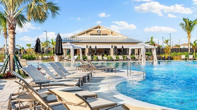 view of pool featuring a patio area