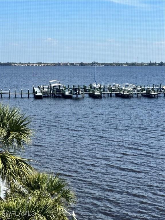 view of dock featuring a water view