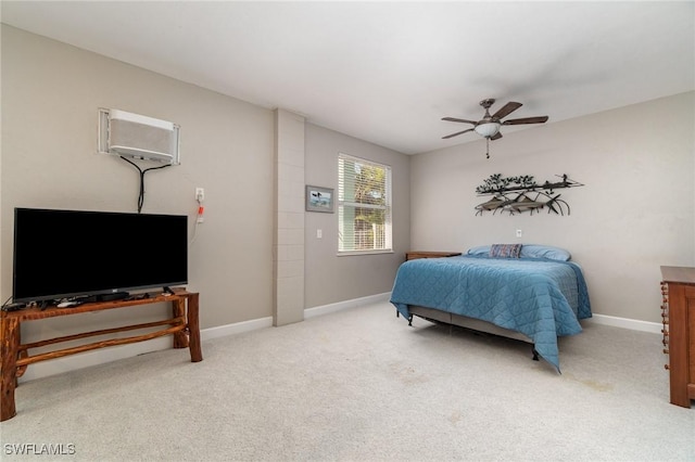 bedroom with carpet flooring and ceiling fan