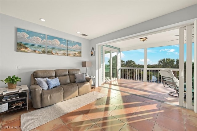 view of tiled living room