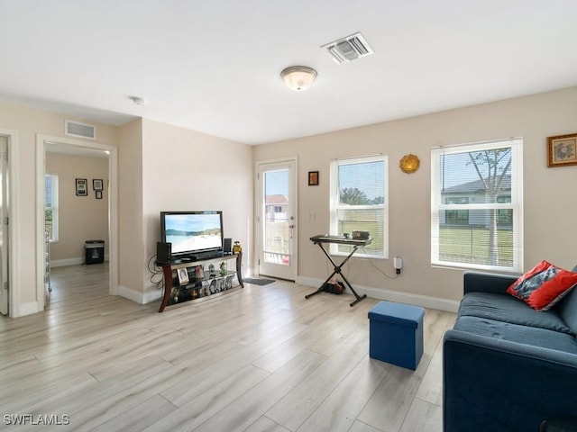 living room featuring light hardwood / wood-style floors