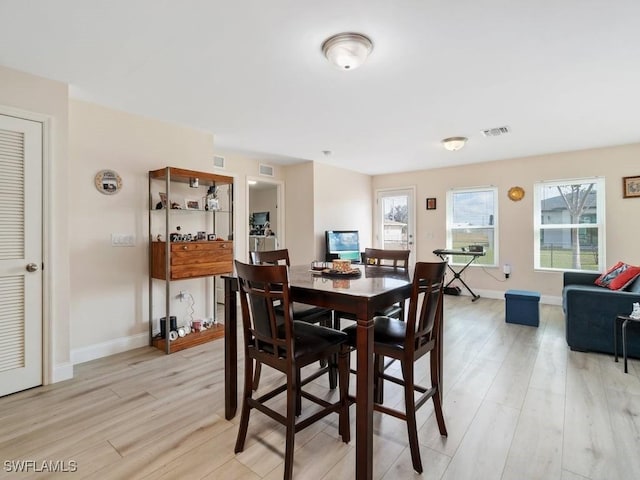 dining area featuring light hardwood / wood-style floors