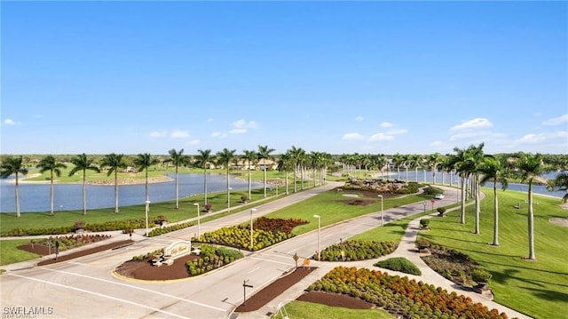 view of community featuring a water view