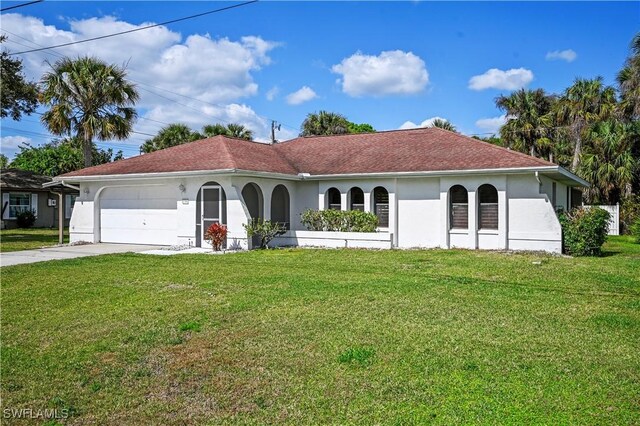 mediterranean / spanish-style home with a garage and a front yard