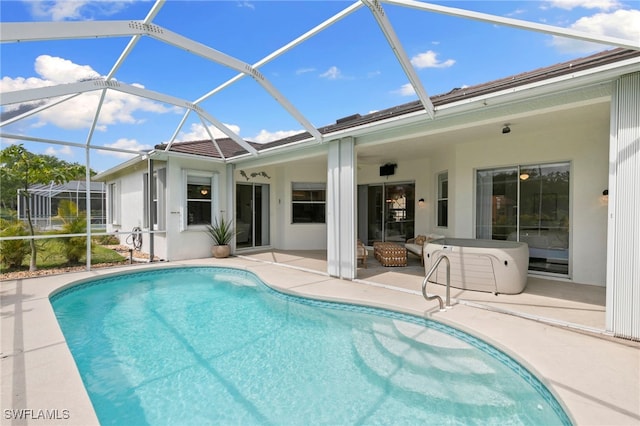 pool featuring a patio area and a lanai