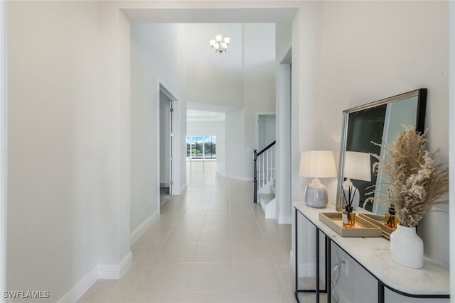 hallway with light tile patterned floors