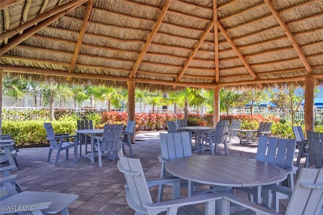 view of patio featuring a gazebo