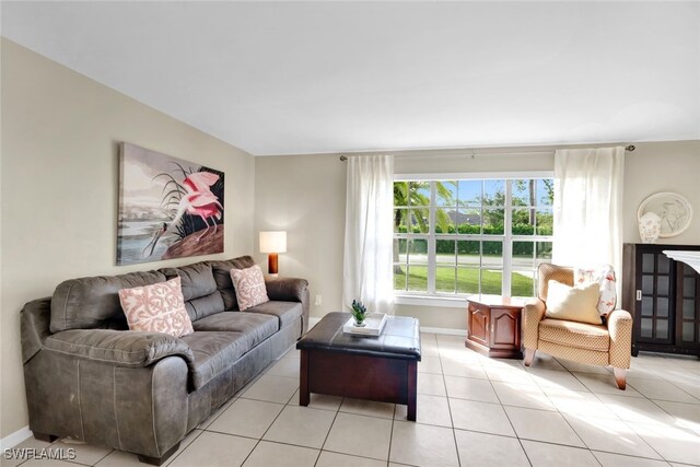 view of tiled living room