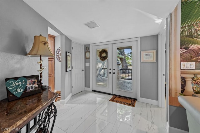 foyer entrance with french doors