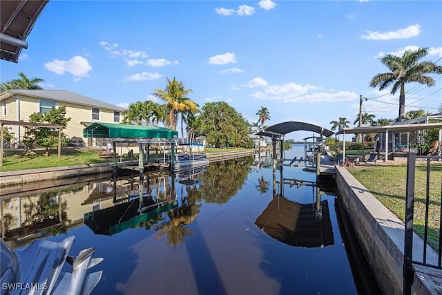 view of dock featuring a water view