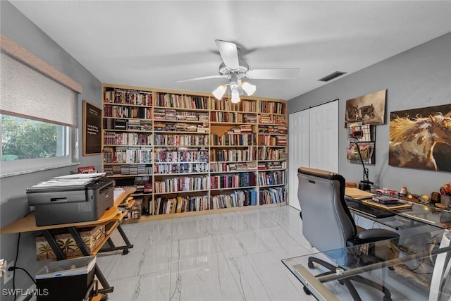 office featuring ceiling fan