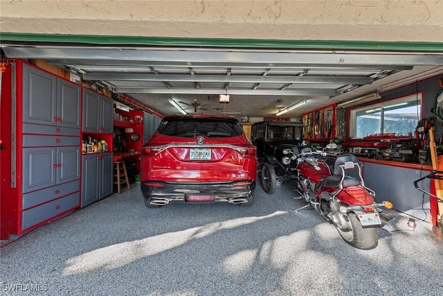 garage with a garage door opener