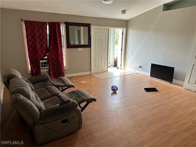 living room with light wood-type flooring