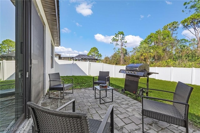 view of patio / terrace with a grill