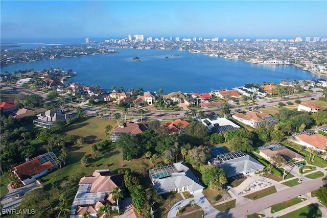 bird's eye view featuring a water view