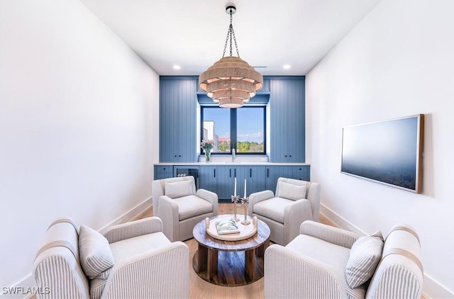 living room with hardwood / wood-style flooring