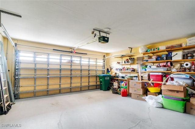 garage with a garage door opener