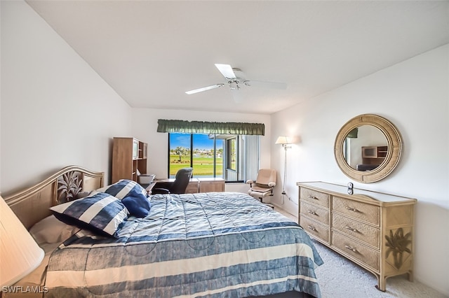 bedroom featuring carpet flooring and ceiling fan