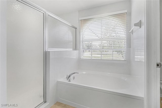 bathroom with plus walk in shower