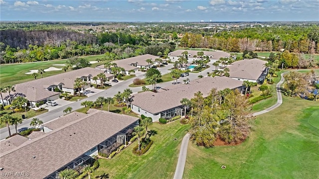 bird's eye view featuring a residential view and golf course view