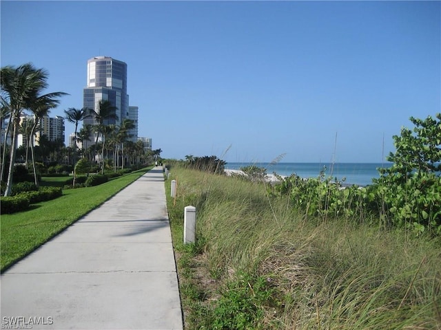 view of community featuring a water view