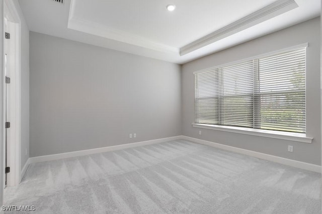 26930 Lark Ct, Punta Gorda, FL 33955 - empty room featuring a tray ceiling, light carpet, and crown molding